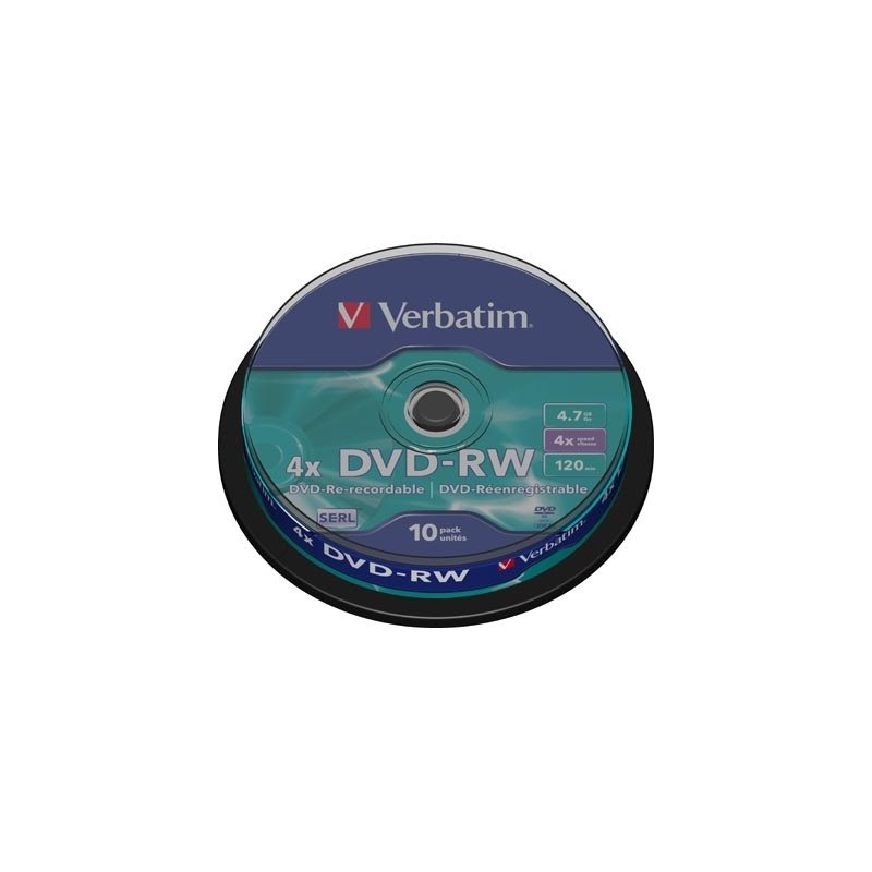 Verbatim DVD-RW, 4x, 4,7 GB/120 min, 10-pakkaus spindle, SERL