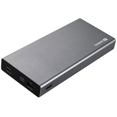 Sandberg 20 000mAh varavirtalähde, USB-C PD 100W + USB-A, musta