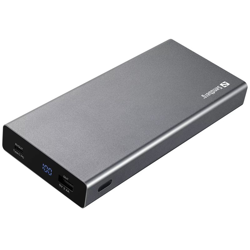 Sandberg Varavirtalähde, 20 000mAh, USB-C PD 100W + USB-A, musta (Poistotuote! Norm. 111,90€)
