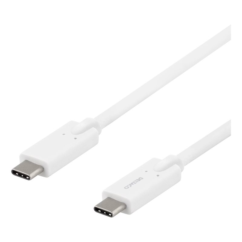 Deltaco USB-C 3.1 Gen 1 -kaapeli, 5Gbps, PD3.0 5A 100W, 2m, valkoinen