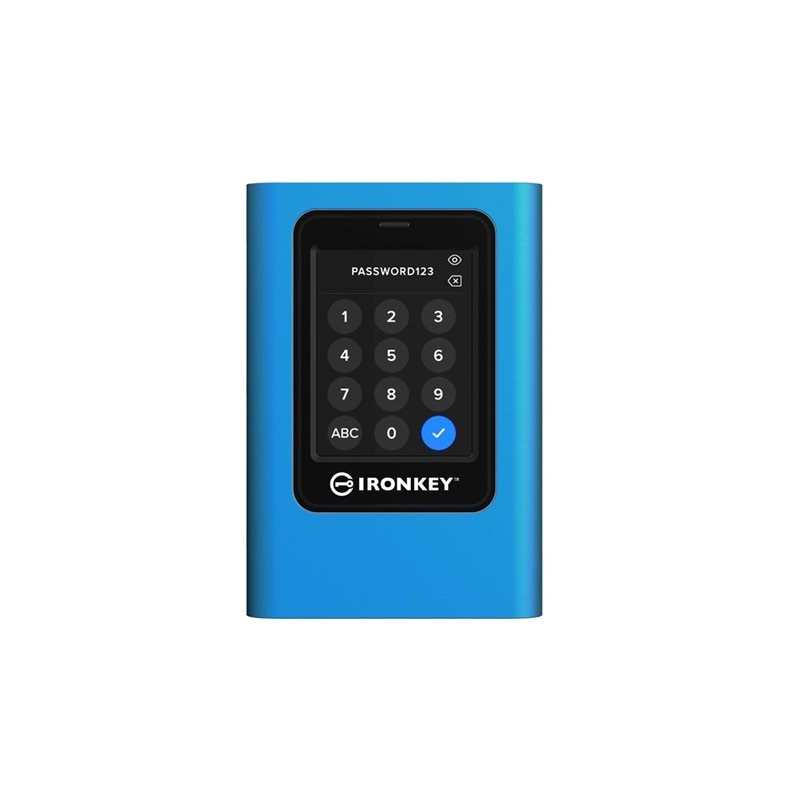 Kingston 7680GB IronKey Vault Privacy 80 External SSD, ulkoinen SSD-levy, USB 3.2 Gen 1, sininen/musta