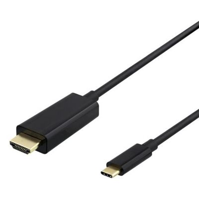 Deltaco USB-C - HDMI -näyttökaapeli, 1m, 4K@60Hz, musta