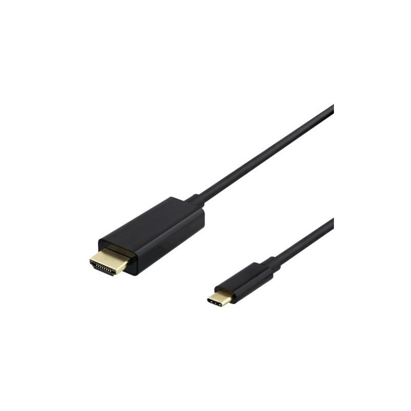 Deltaco USB-C - HDMI -näyttökaapeli, 1m, 4K@60Hz, musta