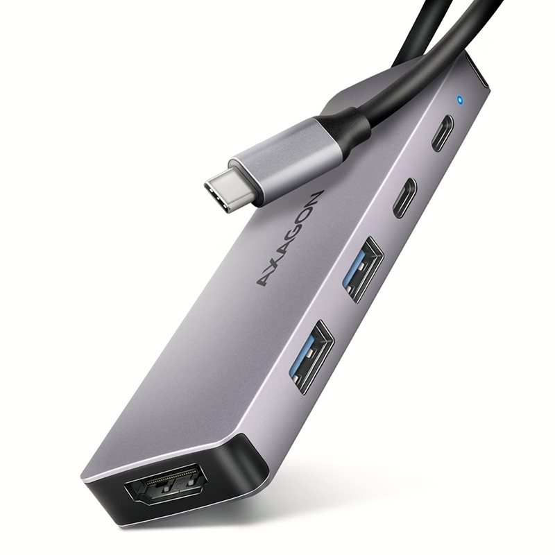 AXAGON 3.2 Gen1 USB-C hubi, 2x USB-A, HDMI 4K60Hz, PD3.0 100W, 1m, hopea