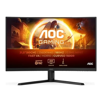 AOC 31,5" CQ32G4VE, kaareva 180Hz QHD-pelimonitori, harmaa/musta
