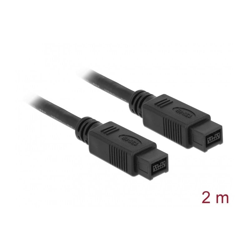 DeLock FireWire 9-pin -kaapeli, 2m, musta