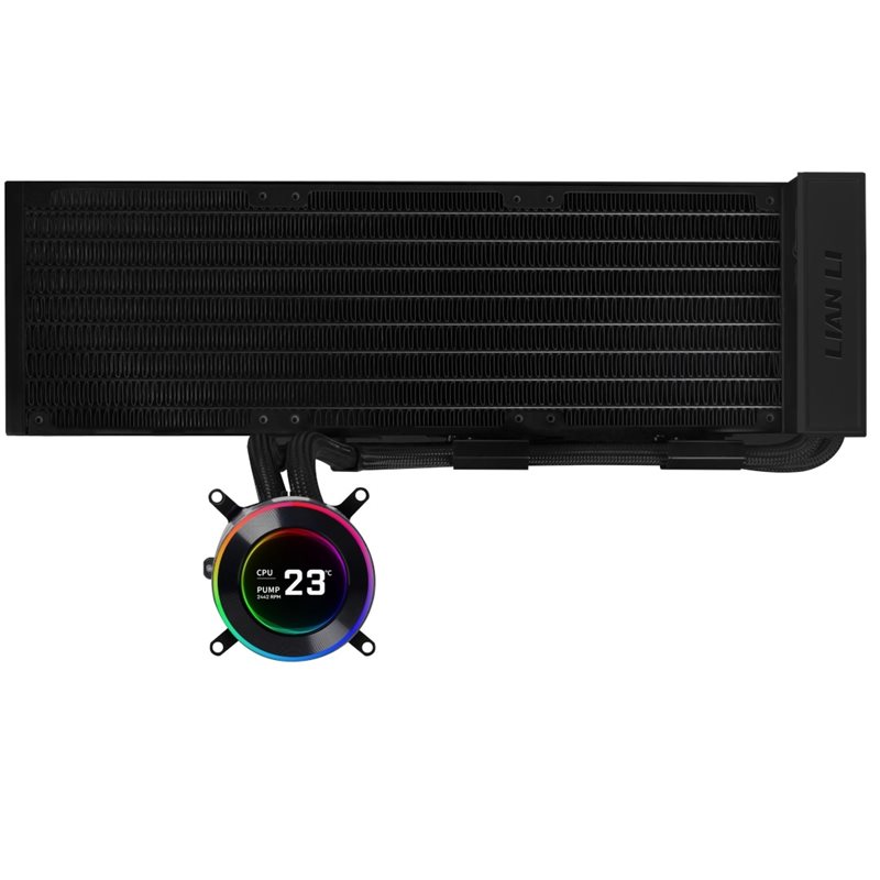Lian Li Hydroshift II LCD-C 360N, 360mm AIO-nestejäähdytysratkaisu prosessorille, musta