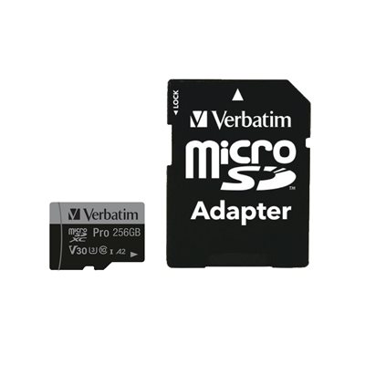 Verbatim 256GB MicroSDHC -muistikortti, UHS-1 V30 U3 A2, jopa 100/90 MB/s, SD-adapterilla