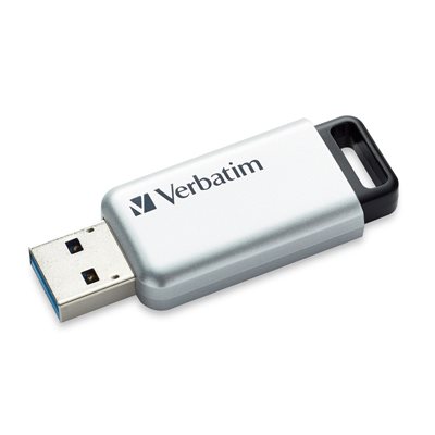 Verbatim 64GB Store 'N' Go, laitesalattu 3.2 Gen1 USB-A -muistitikku, 100/35 MB/s, hopea