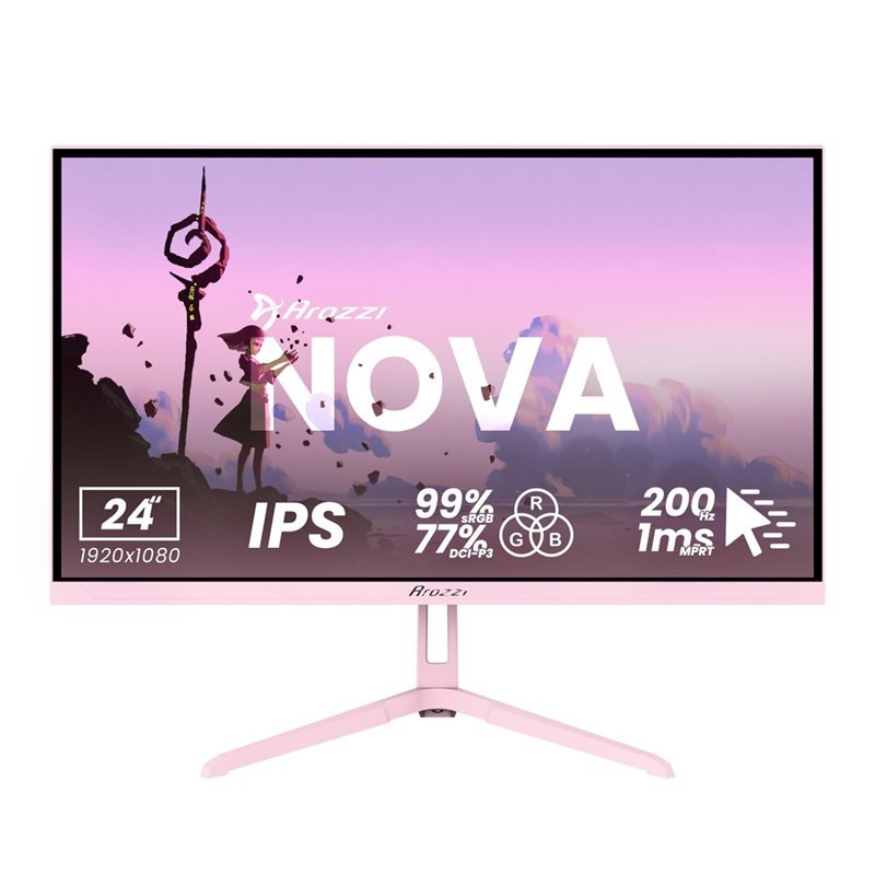 Arozzi 24" Nova IPS, 200Hz (OC) Full HD -pelimonitori, pinkki