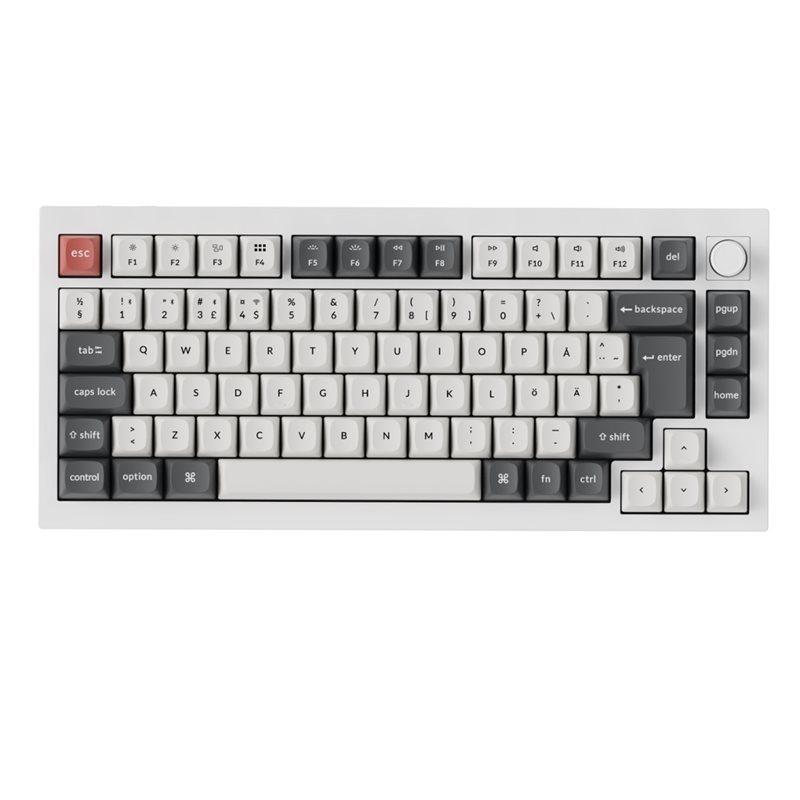 Keychron (Outlet) Q1 Ultra, 8K langaton mekaaninen näppäimistö, 75%, Keychron POM Red, valkoinen