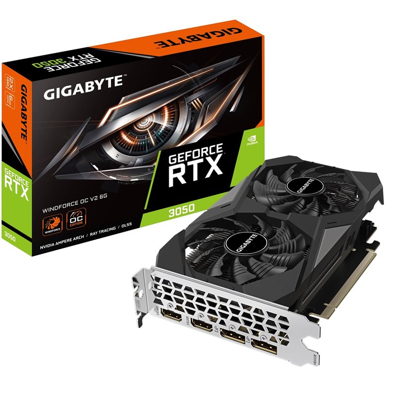 Gigabyte (Outlet) GeForce RTX 3050 WINDFORCE OC V2 -näytönohjain, 6GB GDDR6