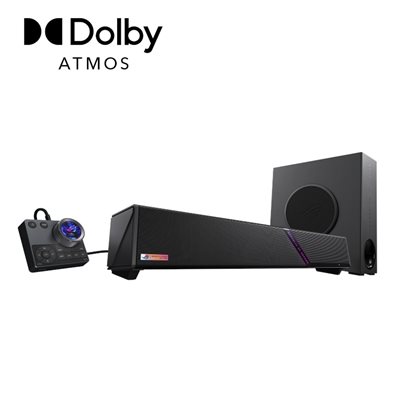 Asus ROG Gjallar, 2.1.2 soundbar, Dolby Atmos, langaton subwoofer, Bluetooth 5.3, musta