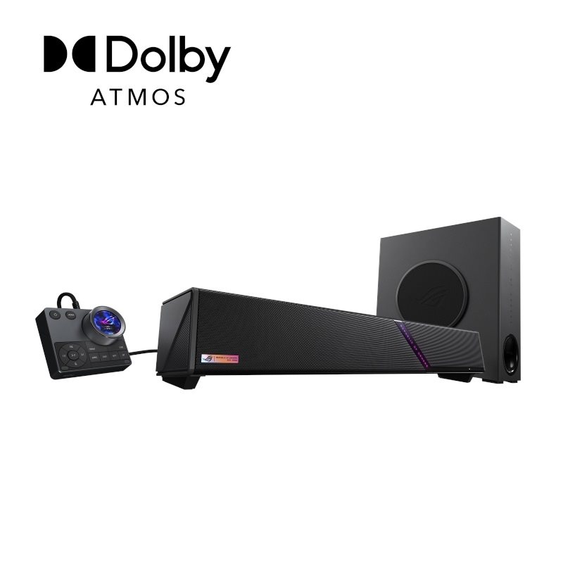 Asus ROG Gjallar, 2.1.2 soundbar, Dolby Atmos, langaton subwoofer, Bluetooth 5.3, musta