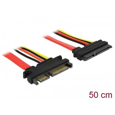 DeLock SATA3 -jatkokaapeli, 22-pin -> SATA 22-pin vastaanottava (5V + 12V), 50cm, monivärinen