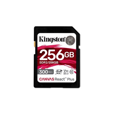 Kingston 256GB Canvas React Plus, SDXC -muistikortti, UHS-II V90 U3, 300/260 MB/s