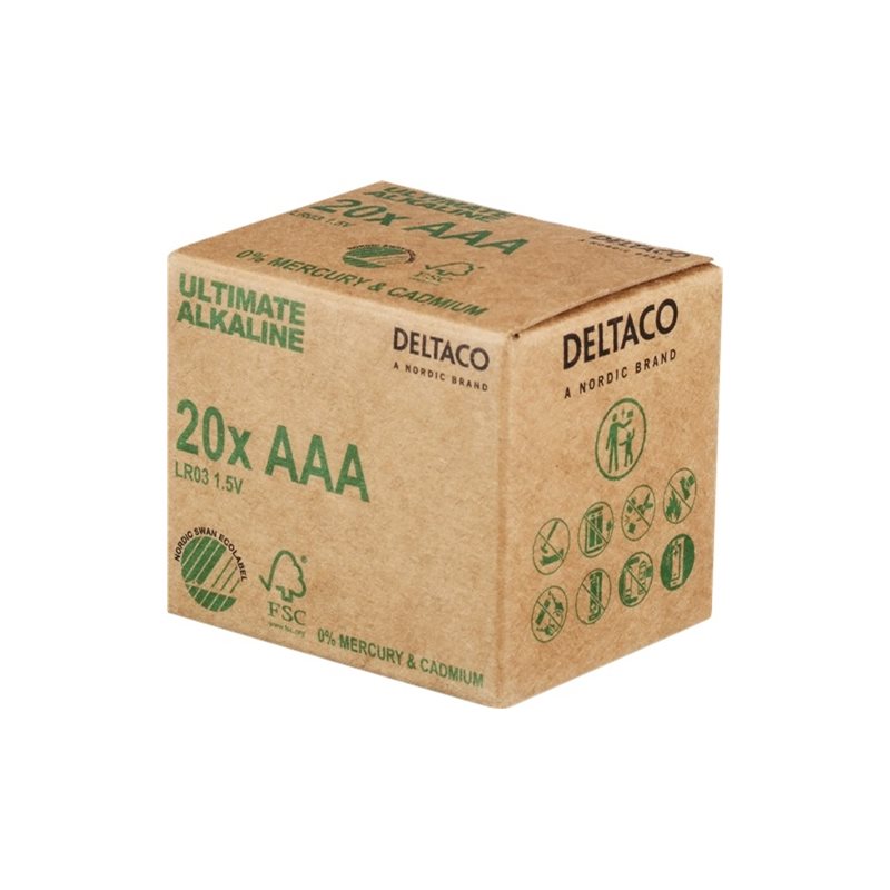 Deltaco Ultimate Alkaline AAA/LR03-paristo, 20 pariston bulk-pakkaus