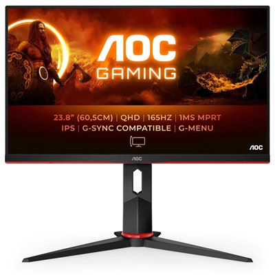 AOC 23,8" Q24G2A/BK, 165Hz QHD-pelimonitori, musta/punainen