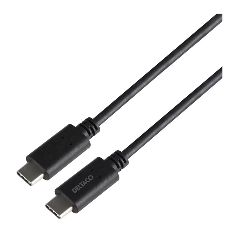 Deltaco USB-C 3.1 Gen 1 -kaapeli, LSZH, 5Gbps, PD3.0 5A 100W, 2m, musta