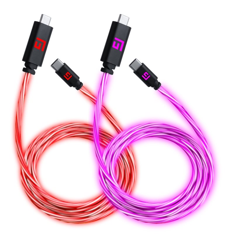 FLOATING GRIP 2x LED USB-C/C -kaapeli, 1,5m, punainen/pinkki