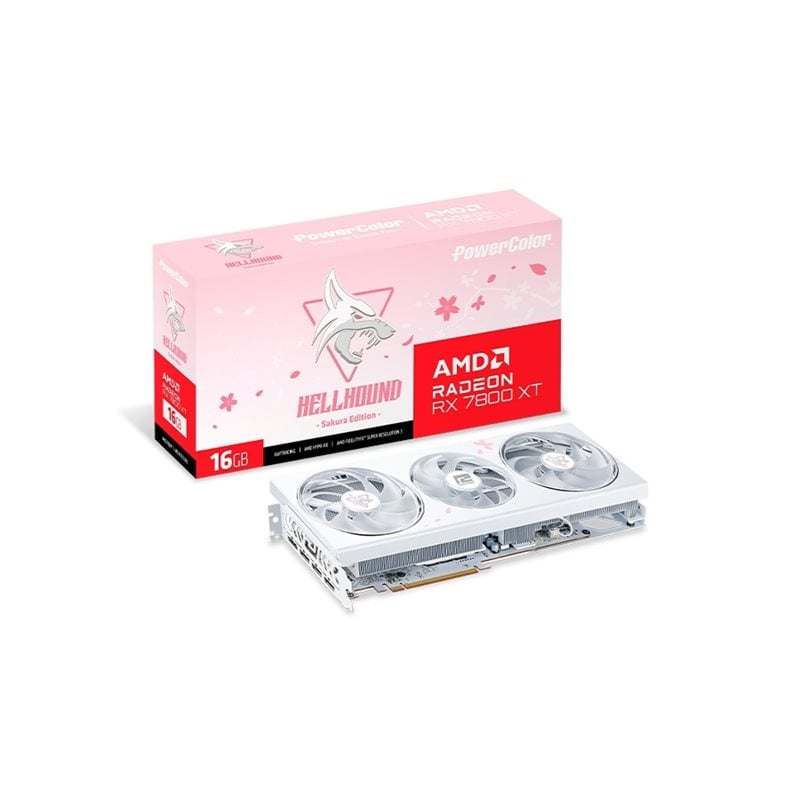 PowerColor Radeon RX 7800 XT Hellhound - Sakura Edition -näytönohjain, 16GB GDDR6 (Tarjous! Norm. 629,90€)
