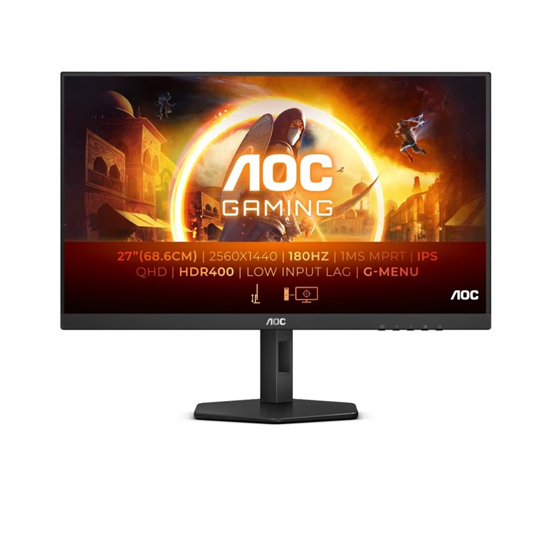 AOC 27" Q27G4X, 180Hz QHD-pelimonitori, musta/punainen