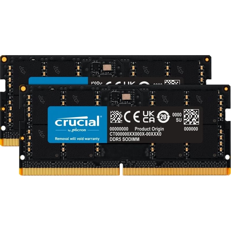 Crucial 64GB (2 x 32GB) DDR5 5600MHz, SO-DIMM, CL46, 1.10V