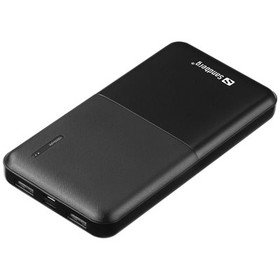 Sandberg 10 000 mAh Saver Powerbank, USB-C, 2x USB-A  musta