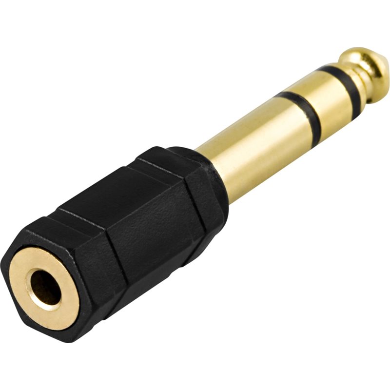 Deltaco 6,3mm uros -> 3,5mm stereo naaras -audioadapteri, musta