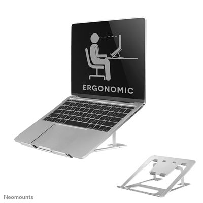 Neomounts 10-17" Foldable Laptop Stand, kokoontaittuva kannettavan tietokoneen teline, hopea