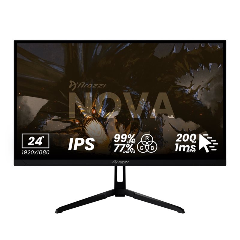 Arozzi 24" Nova IPS, 200Hz (OC) Full HD -pelimonitori, musta