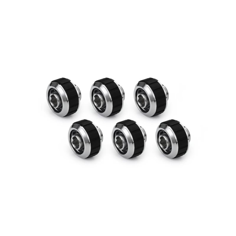 Alphacool Apex Grip SoftTube Fitting -ruuviliitinsarja, 16/10mm, G1/4, 6 kpl, kromi