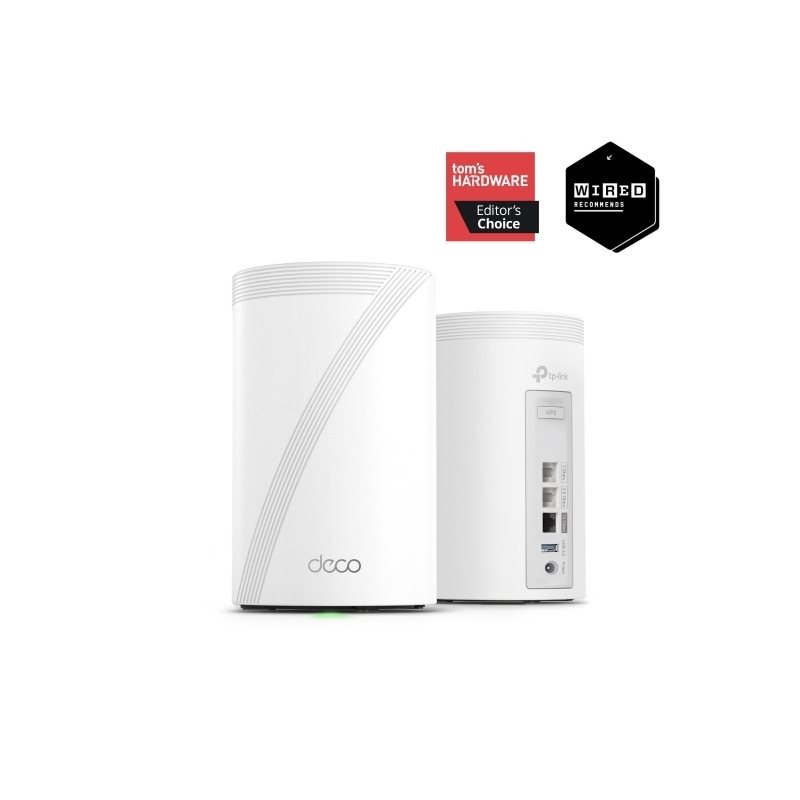 TP-Link Deco BE68 (2-pack), BE14000 Tri-Band Mesh WiFi 7 -järjestelmä, valkoinen
