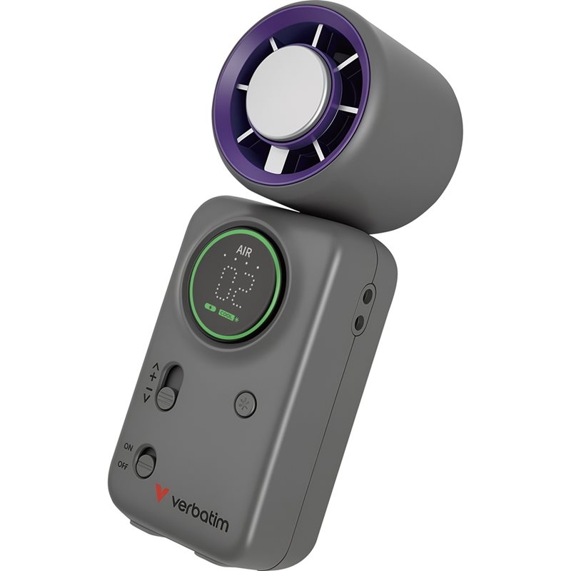 Verbatim Cool 'n' Go Ice Touch Mini Handheld Fan, ladattava käsituuletin, violetti/harmaa