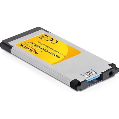 DeLock ExpressCard 34mm -> 3.0 USB-A -adapteri, musta/hopea