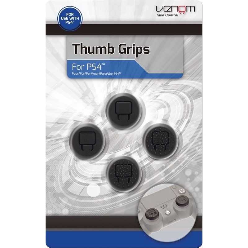 Venom Thumb Grips, kumipäällysteet peukalopainikkeille, PS4, musta
