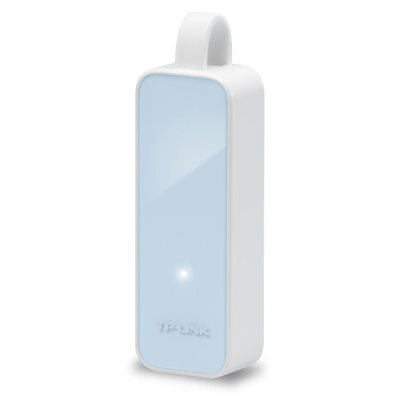 TP-Link UE200, USB 2.0 -> 100 Mbps Ethernet -verkkosovitin, vaaleansininen/valkoinen