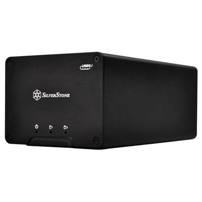 SilverStone DS223, ulkoinen kiiintolevykehikko, 2 x SATA 2.5" HDD/SSD, USB 3.1 Type-C, musta