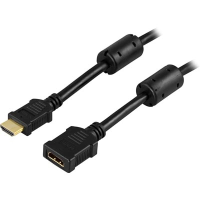 Deltaco 2.0 HDMI -näyttöjatkokaapeli, uros-naaras, 1m, musta