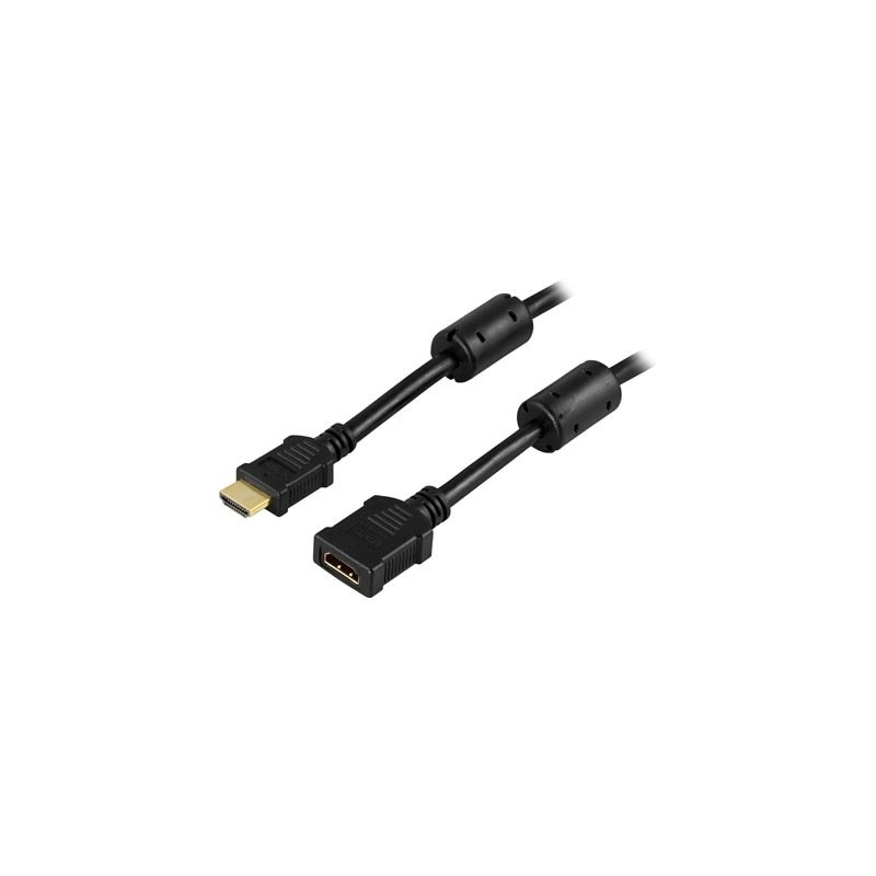 Deltaco 2.0 HDMI -näyttöjatkokaapeli, uros-naaras, 1m, musta