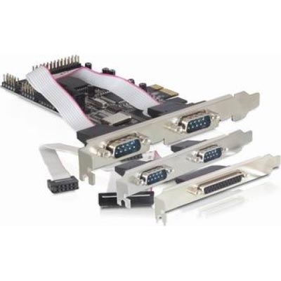 DeLock Rinnakkais+sarjaportti 4x DB9 + 1x DB25, PCIe x1 -lisäkortti