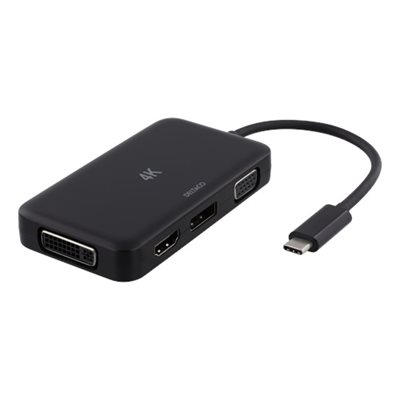 Deltaco Sovitin USB-C -> HDMI/DP/DVI/VGA, 4K, DP Alt Mode