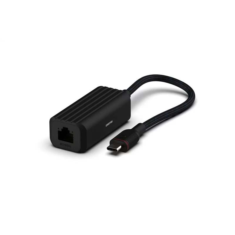 Unisynk USB-C -> RJ-45 -adapteri, musta (Poistotuote! Norm. 34,90€)