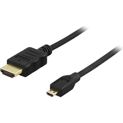 Deltaco 1.4 HDMI -näyttökaapeli, HDMI - Micro-HDMI, 2m, musta