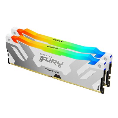 Kingston 32GB (2 x 16GB) FURY Renegade White RGB, DDR5 7600MHz, CL38, 1.45V, valkoinen/hopea