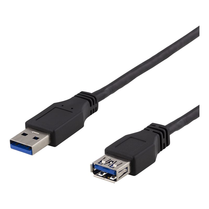 Deltaco 3.1 Gen1 USB-A -jatkokaapeli, uros-naaras, 5Gbps, 3m, musta