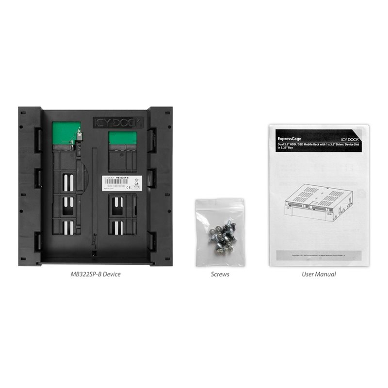 ICY DOCK ExpressCage Backplane 2x 2.5" + 3.5" SAS/SATA HDD/SSD -levykehikko 5.25" laitepaikkaan, musta - Kuva 2
