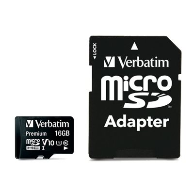 Verbatim 16GB MicroSDHC -muistikortti, UHS-1 C10, jopa 80/10 MB/s, SD-adapterilla