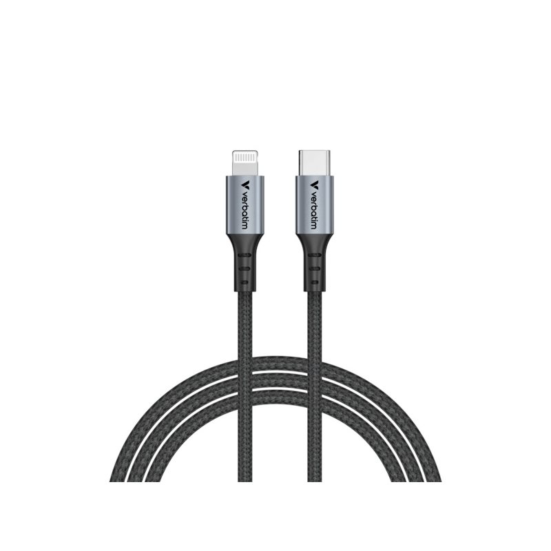 Verbatim Lightning - USB-C -kaapeli, 60W, MFI, 1,2m, musta