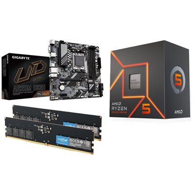 Gigabyte A620M DS3H + Ryzen 5 7400 + 16GB DDR5 4800MHz -tuotepaketti
